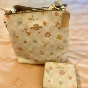 Coach Mystic Floral bucket style purse and wallet set